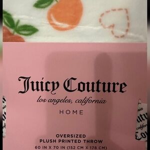 Juicy Couture Oversized Plush Printed Throw - Orange and Green